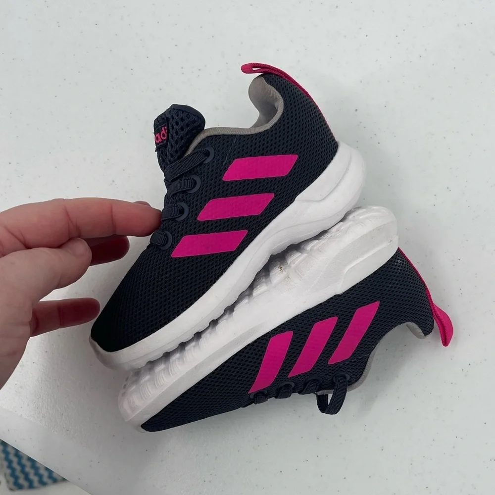 Adidas lite racer navy pink sneaker athletic tennis shoes